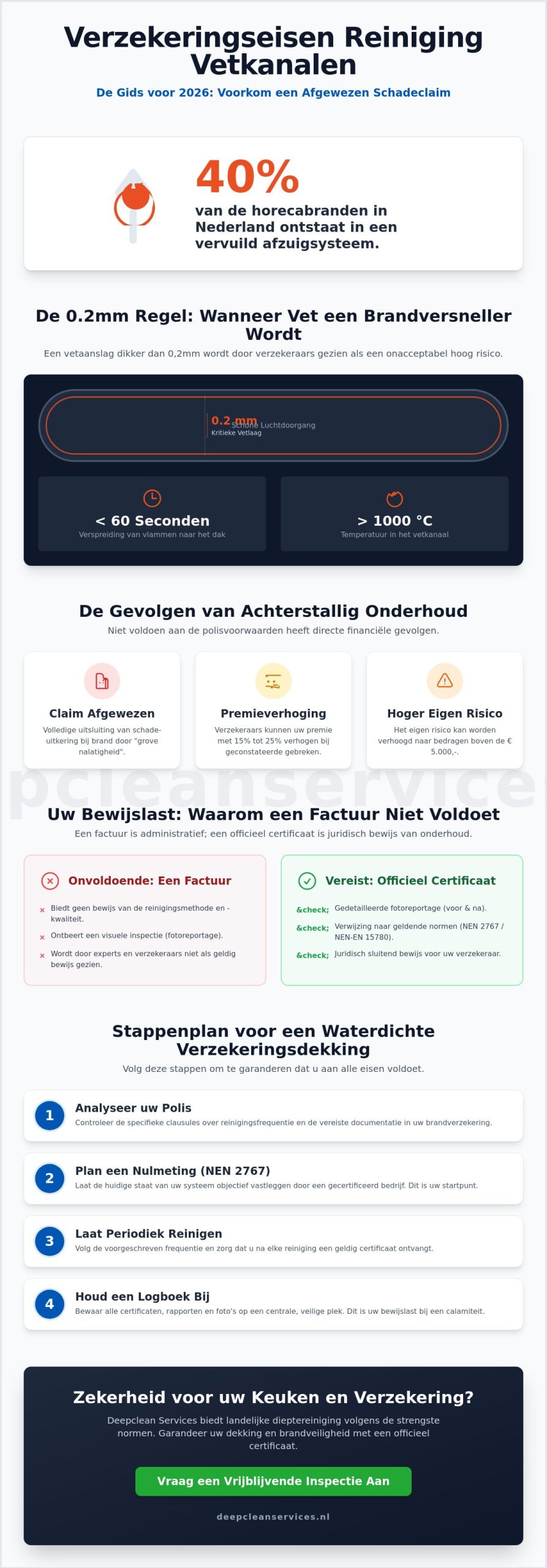 Verzekeringseisen reiniging vetkanalen: Voldoe aan uw polis in 2026