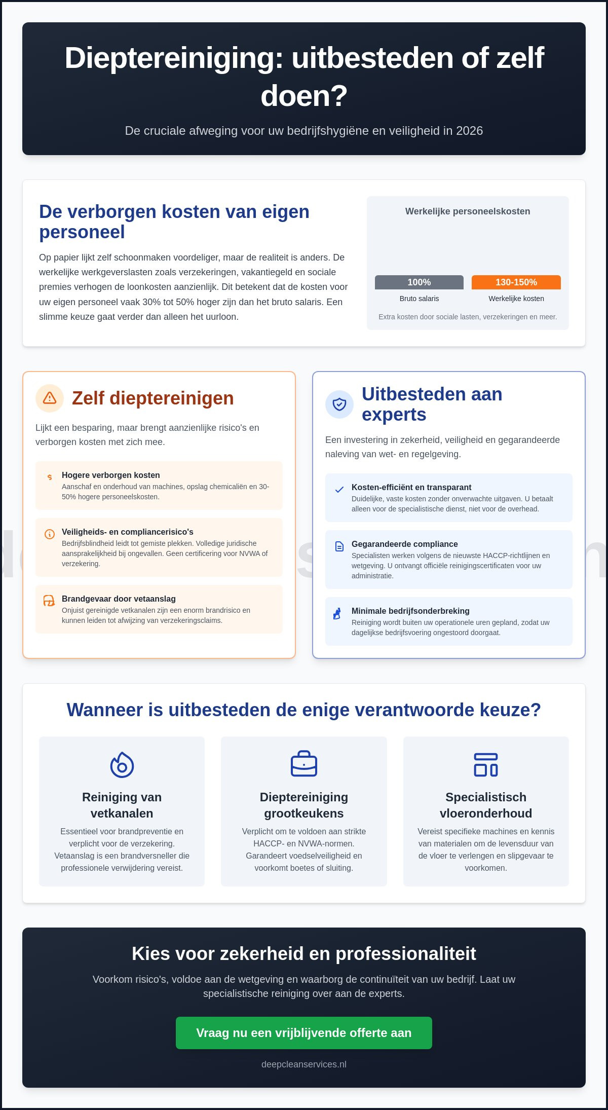 Schoonmaak uitbesteden of zelf doen in 2026? de complete afweging voor bedrijven