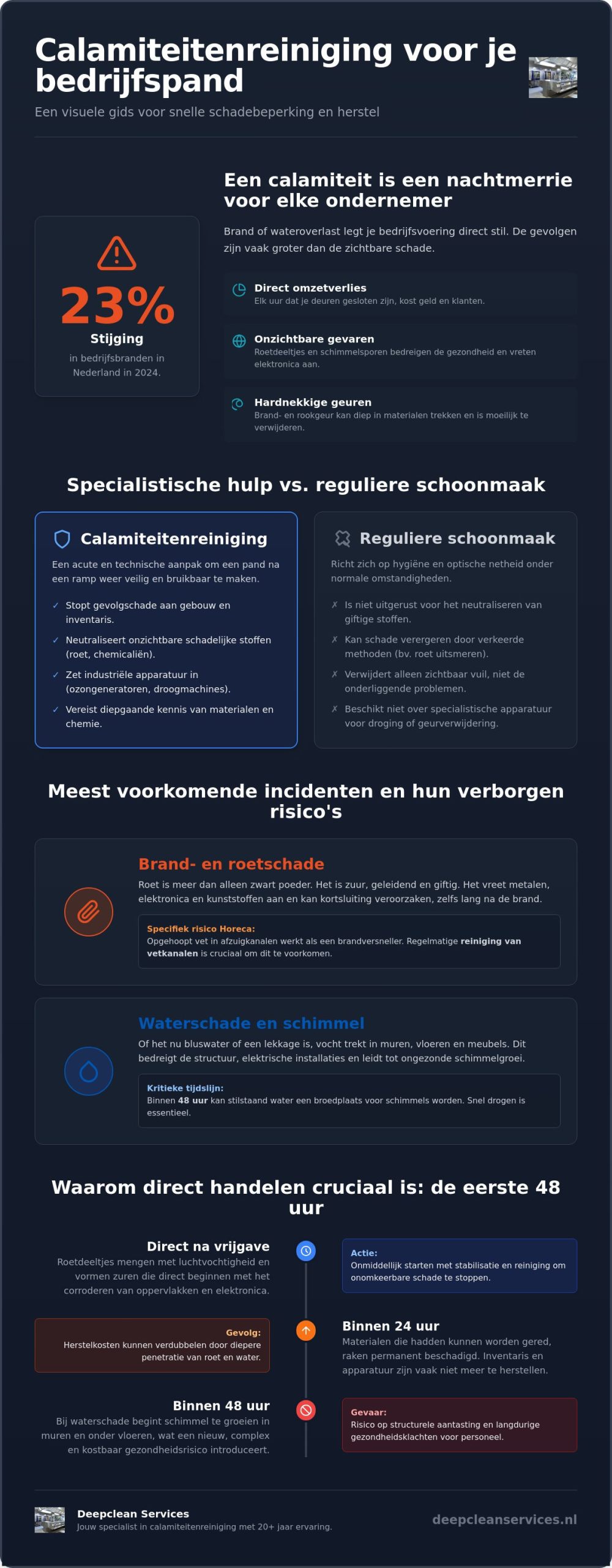 Calamiteitenreiniging bedrijfspand: snel herstel na brand of wateroverlast