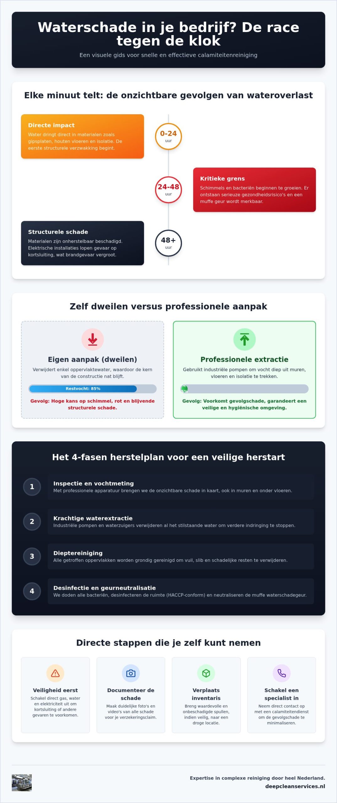 Calamiteitenreiniging na waterschade: de complete gids voor een snelle bedrijfsherstart (2026)